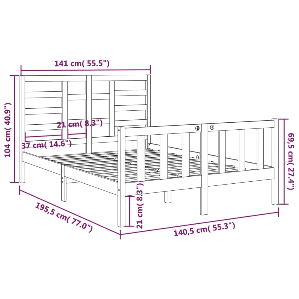 8720287046462_g_en_hd_4 vidaXL Bed Frame without Mattress Black Solid Wood 135x190 cm - Image 6