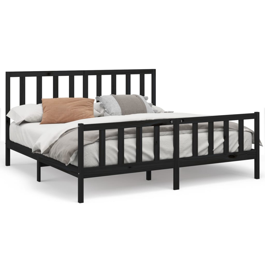 8720287055068_a_en_hd_1 vidaXL Bed Frame without Mattress Black 183x203 cm King Solid Wood Pine - Image 2