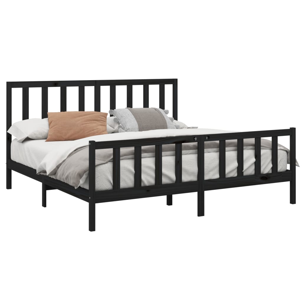 8720287055068_g_en_hd_1 vidaXL Bed Frame without Mattress Black 183x203 cm King Solid Wood Pine - Image 3
