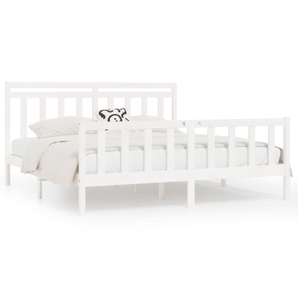 8720287058281_a_en_hd_1 vidaXL Bed Frame without Mattress White Solid Wood Pine 183x203 cm King - Image 2