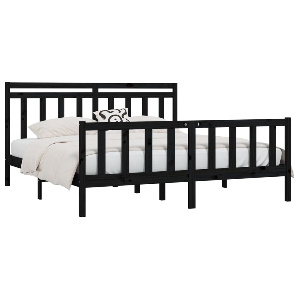 8720287058311_g_en_hd_1 vidaXL Bed Frame without Mattress Black Solid Wood Pine 183x203 cm King - Image 3