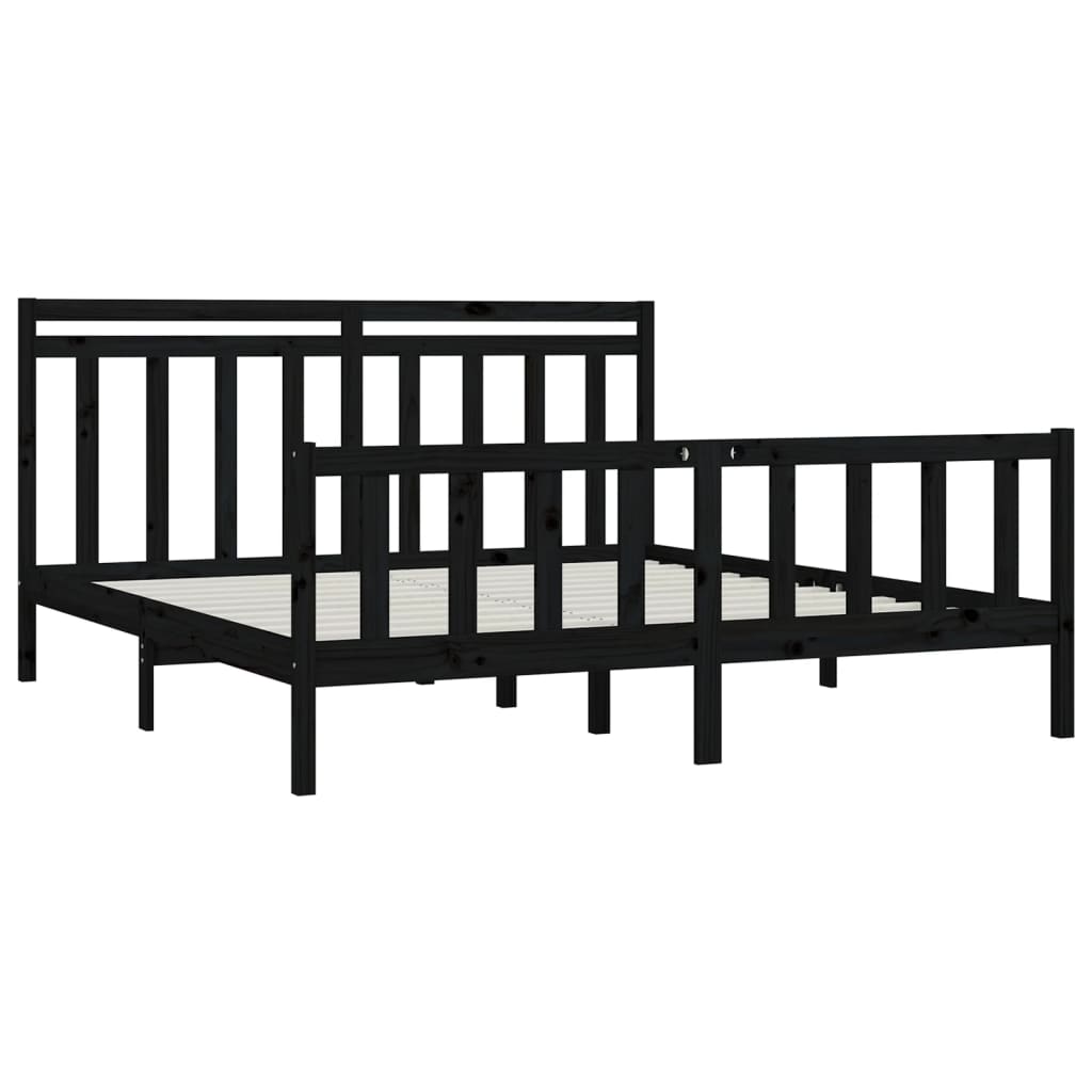 8720287058311_g_en_hd_2 vidaXL Bed Frame without Mattress Black Solid Wood Pine 183x203 cm King - Image 4