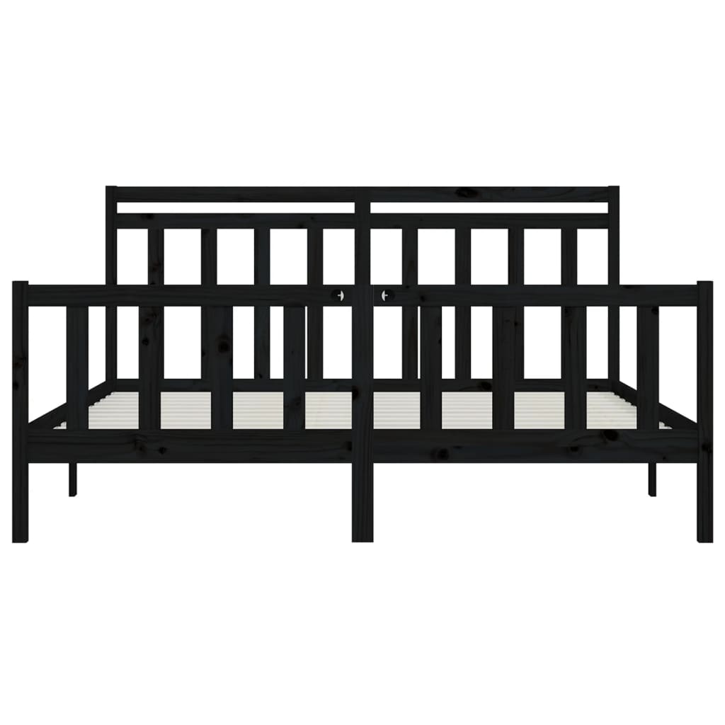 8720287058311_g_en_hd_3 vidaXL Bed Frame without Mattress Black Solid Wood Pine 183x203 cm King - Image 5
