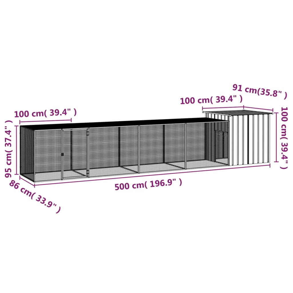 8720287064954_g_en_hd_4 vidaXL Chicken Cage Anthracite 500x91x100 cm Galvanised Steel - Image 5