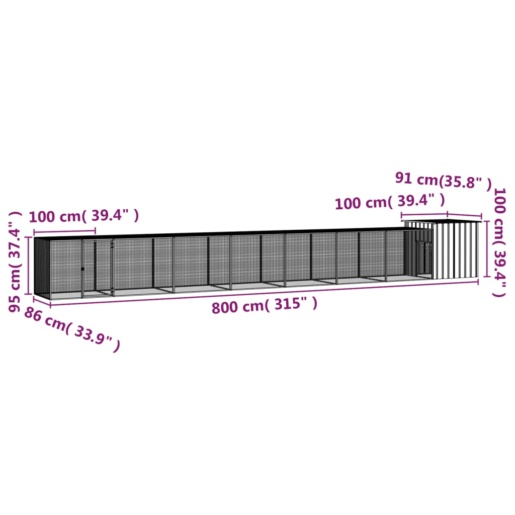 8720287064985_g_en_hd_4 vidaXL Chicken Cage Anthracite 800x91x100 cm Galvanised Steel - Image 5