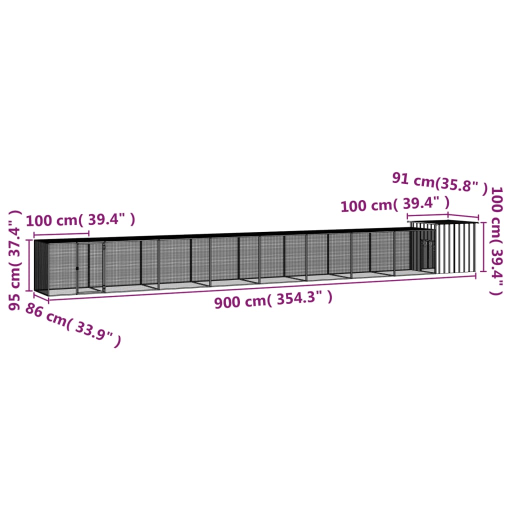 8720287064992_g_en_hd_4 vidaXL Chicken Cage Anthracite 900x91x100 cm Galvanised Steel - Image 5
