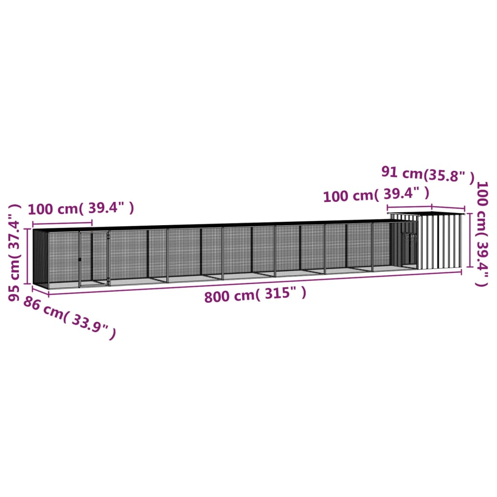 8720287065067_g_en_hd_4 vidaXL Chicken Cage Grey 800x91x100 cm Galvanised Steel - Image 5
