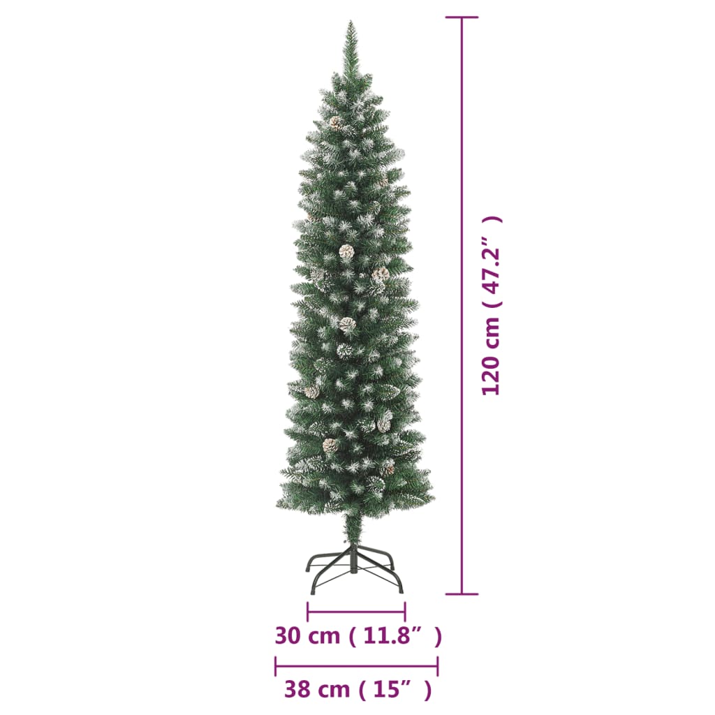 8720287068280_g_en_hd_7 vidaXL Artificial Slim Christmas Tree with Stand 120 cm PVC - Image 8