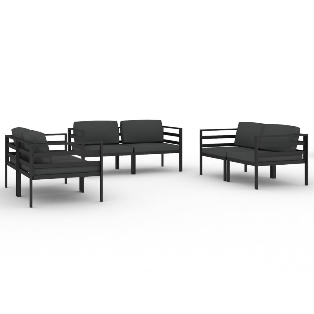 8720287077619_a_en_hd_1 vidaXL 6 Piece Garden Lounge Set with Cushions Aluminium Anthracite - Image 2