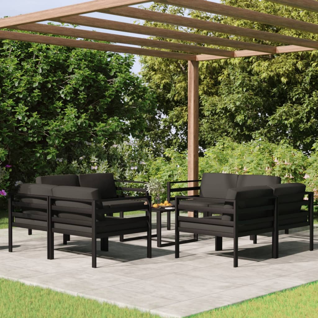 8720287077916_m_en_hd_1 vidaXL 9 Piece Garden Lounge Set with Cushions Aluminium Anthracite - Image 1