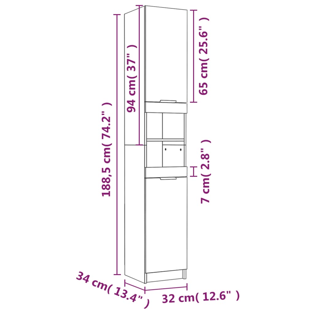 8720287079170_g_en_hd_9 vidaXL Bathroom Cabinet White 32x34x188.5 cm Engineered Wood - Image 11
