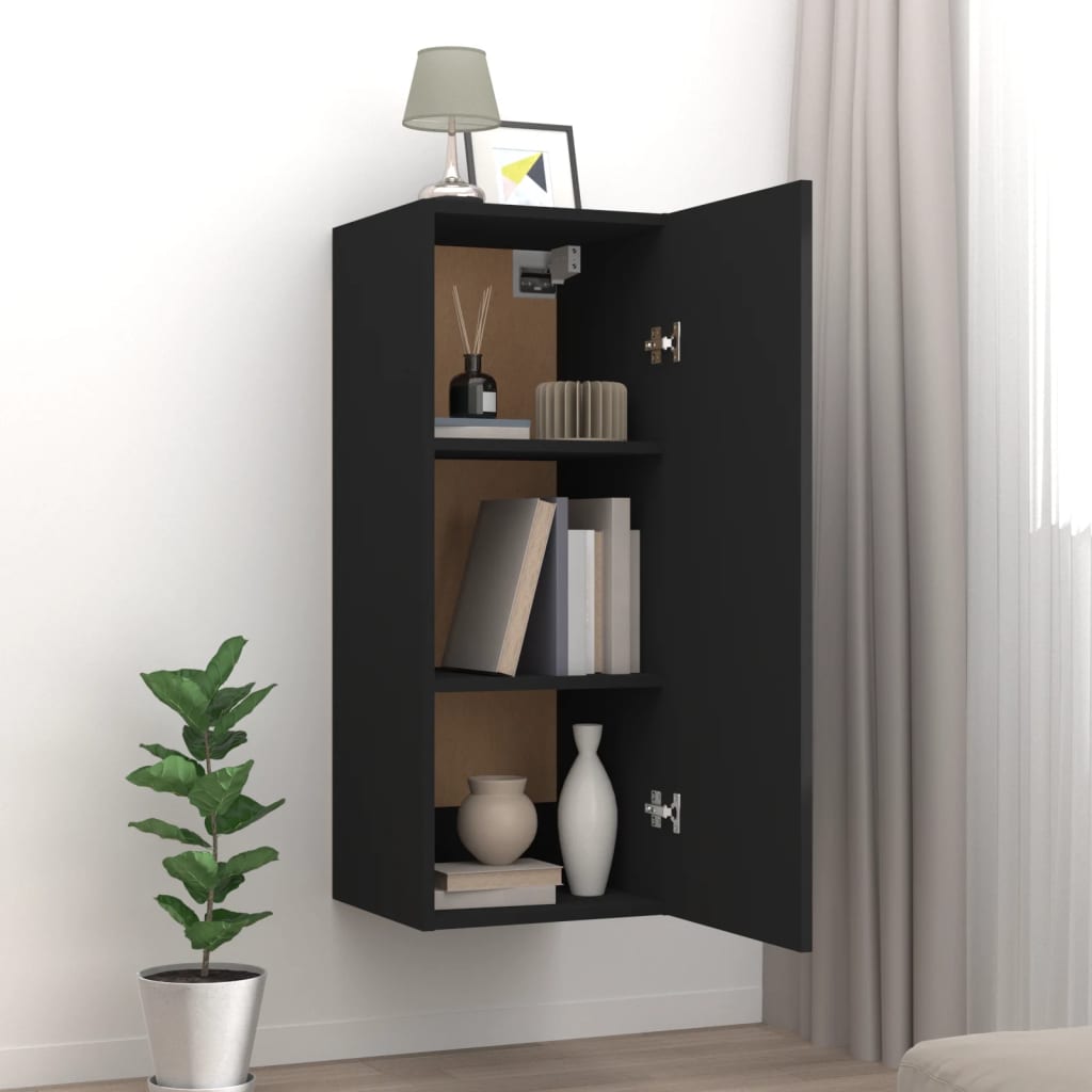 8720287081333_g_en_hd_1 vidaXL Hanging Wall Cabinet Black 34.5x34x90 cm Engineered Wood - Image 3