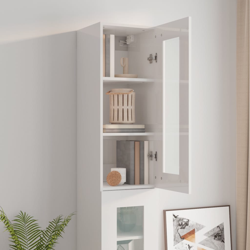 8720287081418_g_en_hd_2 vidaXL Hanging Wall Cabinet High Gloss White 34.5x34x90 cm - Image 5