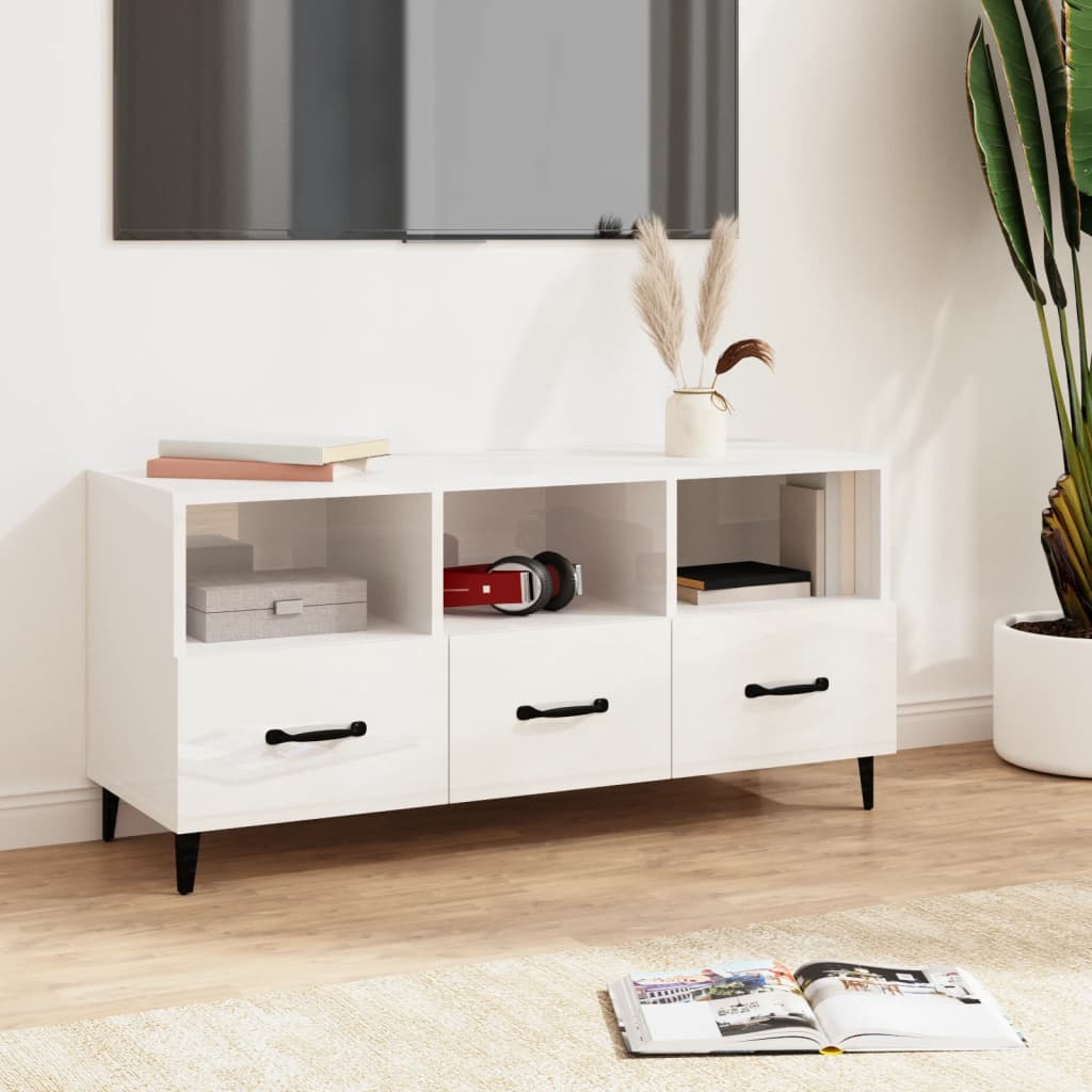 8720287082019_m_en_hd_1 vidaXL TV Cabinet High Gloss White 102x35x50 cm Engineered Wood - Image 1