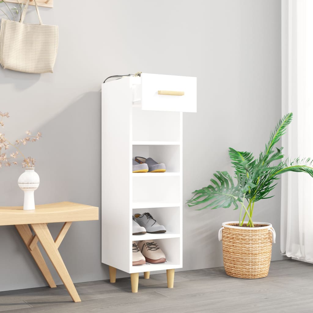8720287083061_g_en_hd_1 vidaXL Shoe Cabinet High Gloss White 30x35x105 cm Engineered Wood - Image 4