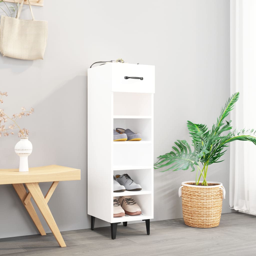 8720287083115_g_en_hd_1 vidaXL Shoe Cabinet High Gloss White 30x35x105 cm Engineered Wood - Image 4
