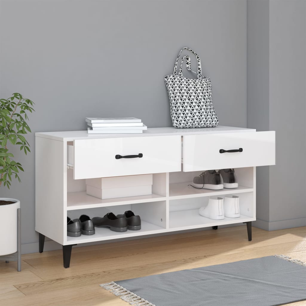 8720287083214_g_en_hd_1 vidaXL Shoe Cabinet High Gloss White 102x35x55 cm Engineered Wood - Image 3