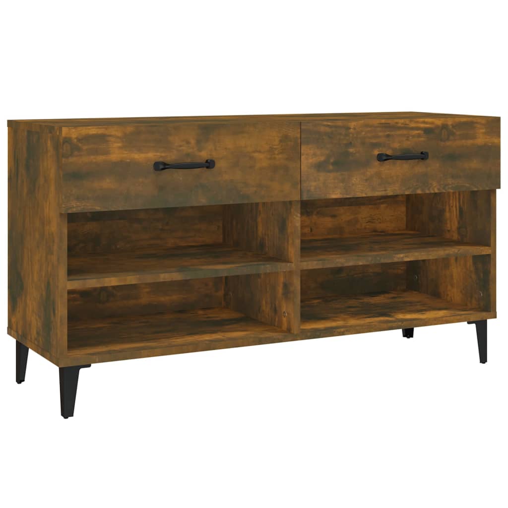 8720287086772_a_en_hd_1 vidaXL Shoe Cabinet Smoked Oak 102x35x55 cm Engineered Wood - Image 2