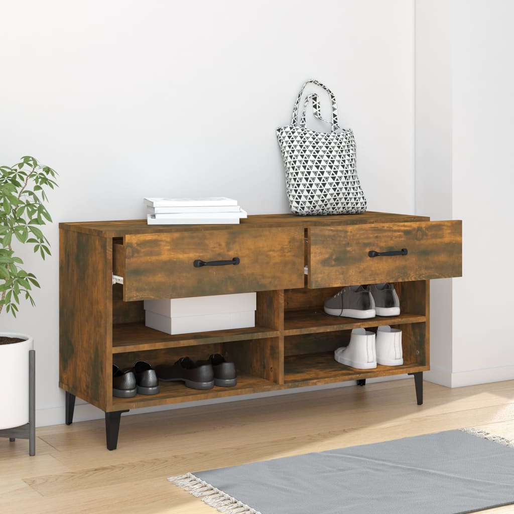 8720287086772_g_en_hd_1 vidaXL Shoe Cabinet Smoked Oak 102x35x55 cm Engineered Wood - Image 3