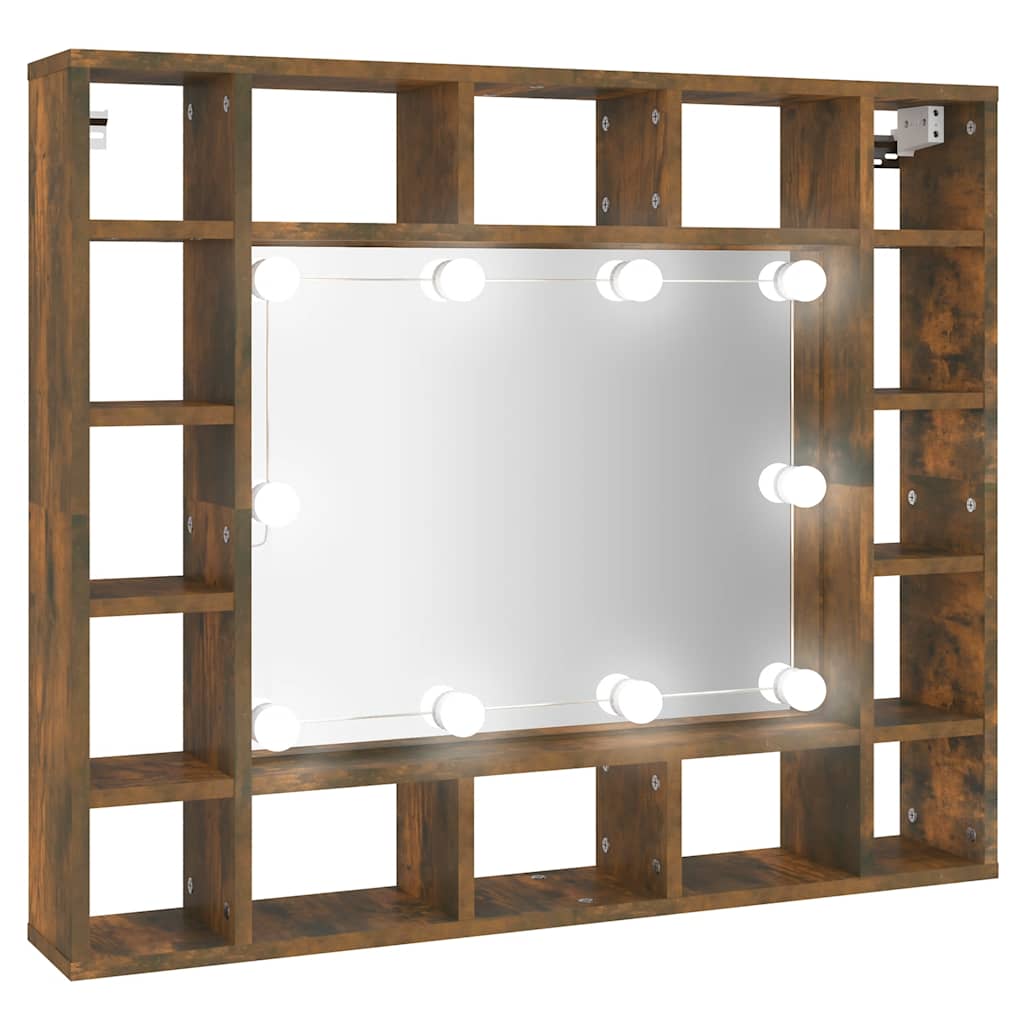 8720287087281_a_en_hd_1 vidaXL Mirror Cabinet with LED Smoked Oak 91x15x76.5 cm - Image 2