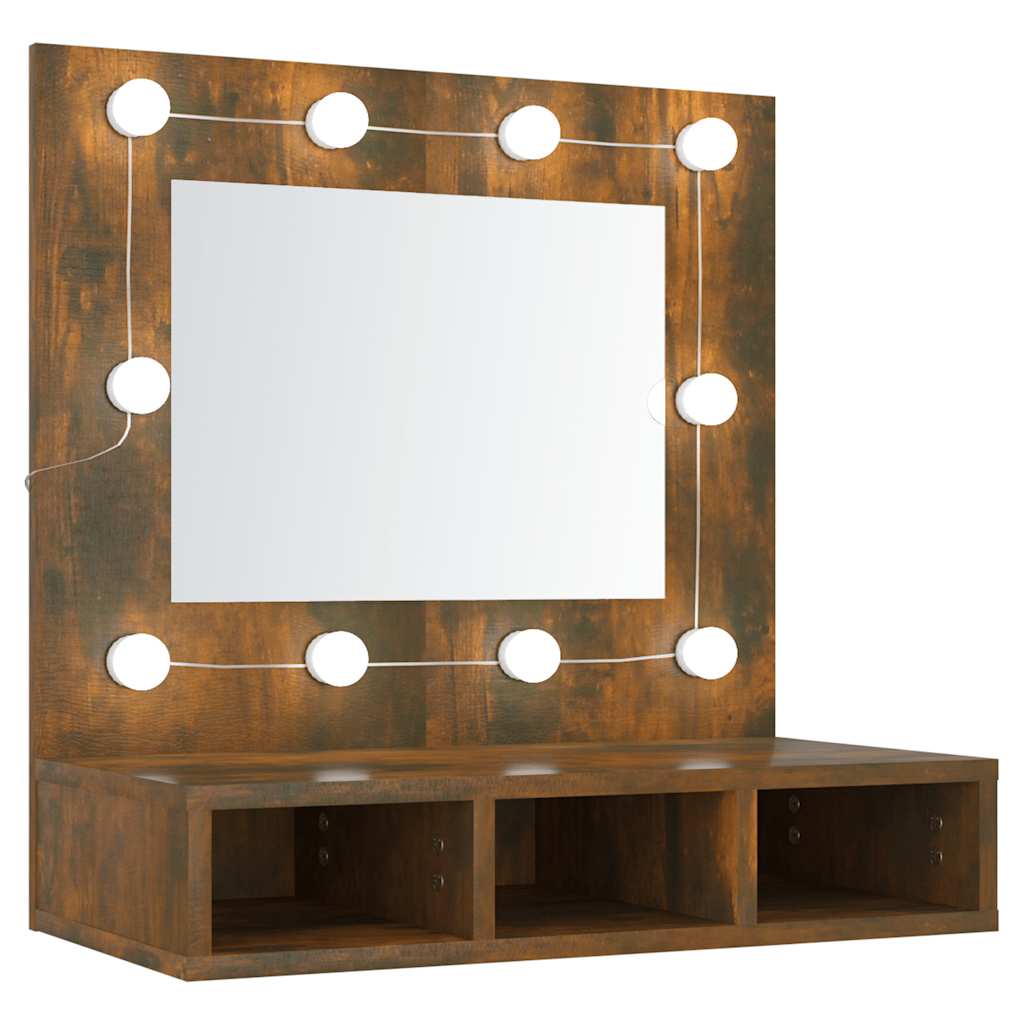 8720287087342_a_en_hd_1 vidaXL Mirror Cabinet with LED Smoked Oak 60x31.5x62 cm - Image 2