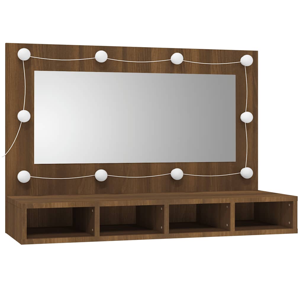 8720287087397_g_en_hd_1 vidaXL Mirror Cabinet with LED Brown Oak 90x31.5x62 cm - Image 3