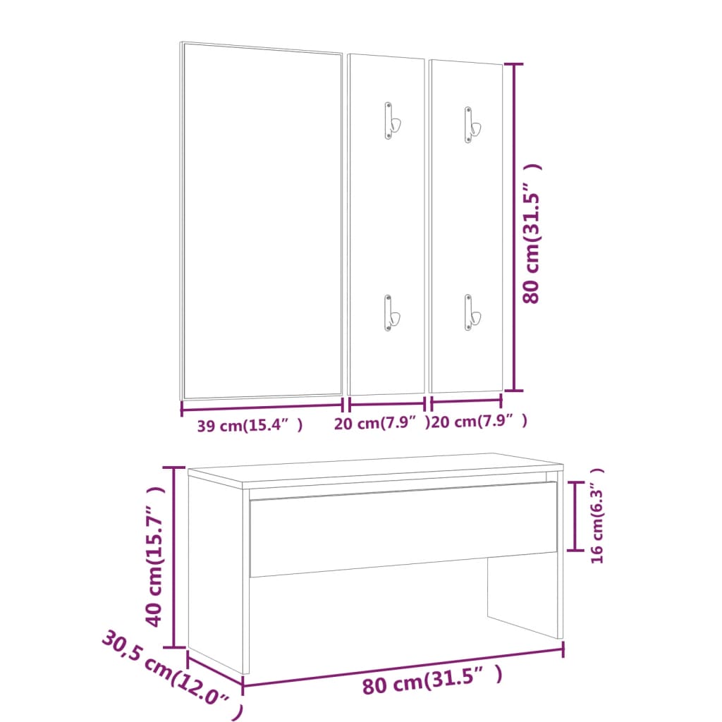 8720287087588_g_en_hd_6 vidaXL Hallway Furniture Set Smoked Oak Engineered Wood - Image 8