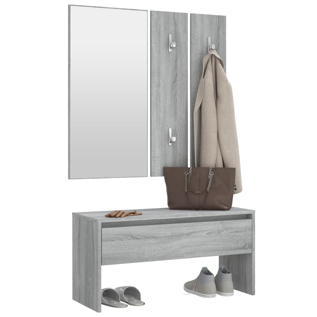 8720287087595_g_en_hd_2 vidaXL Hallway Furniture Set Grey Sonoma Engineered Wood - Image 4