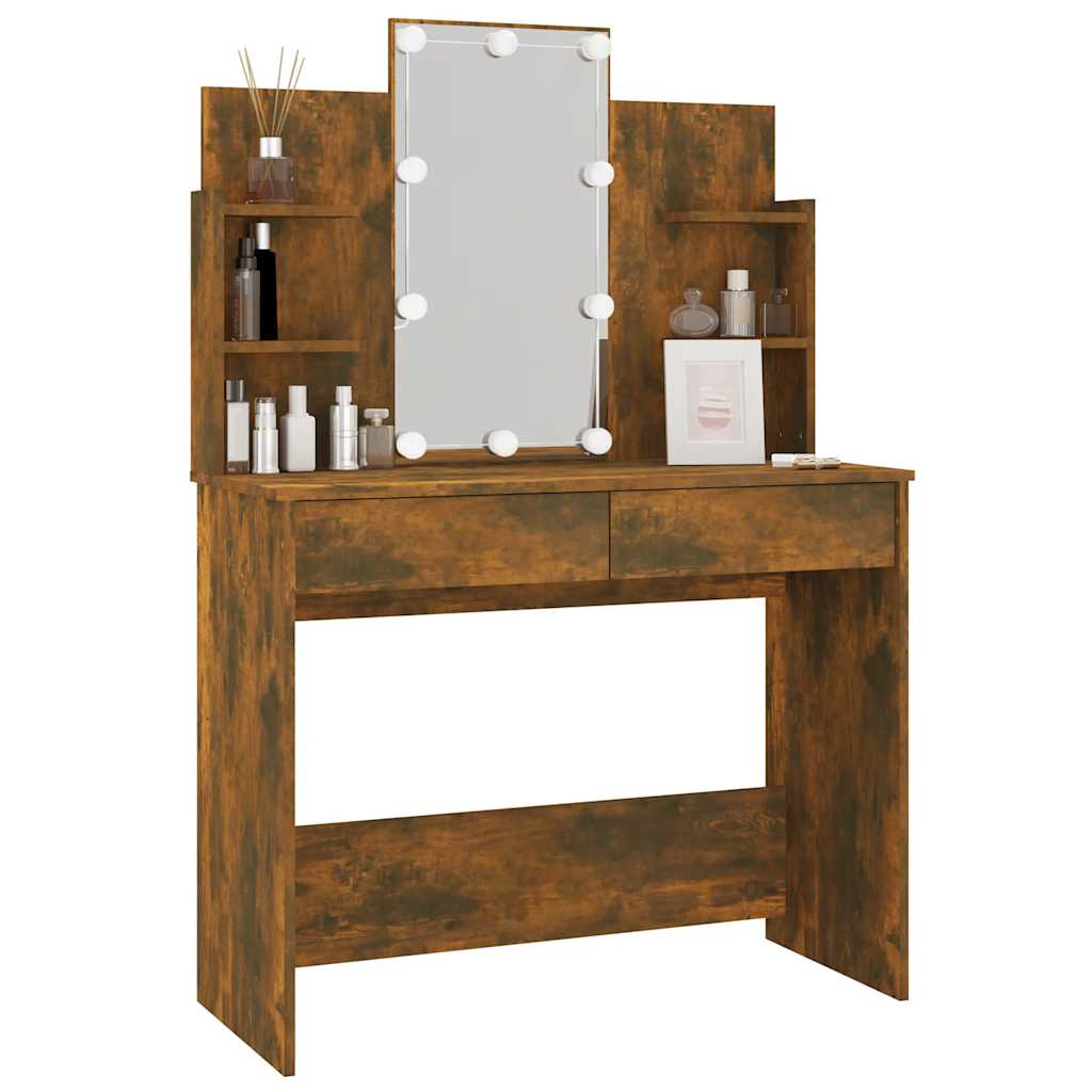 8720287087670_g_en_hd_10 vidaXL Dressing Table with LED Smoked Oak 96x40x142 cm - Image 13