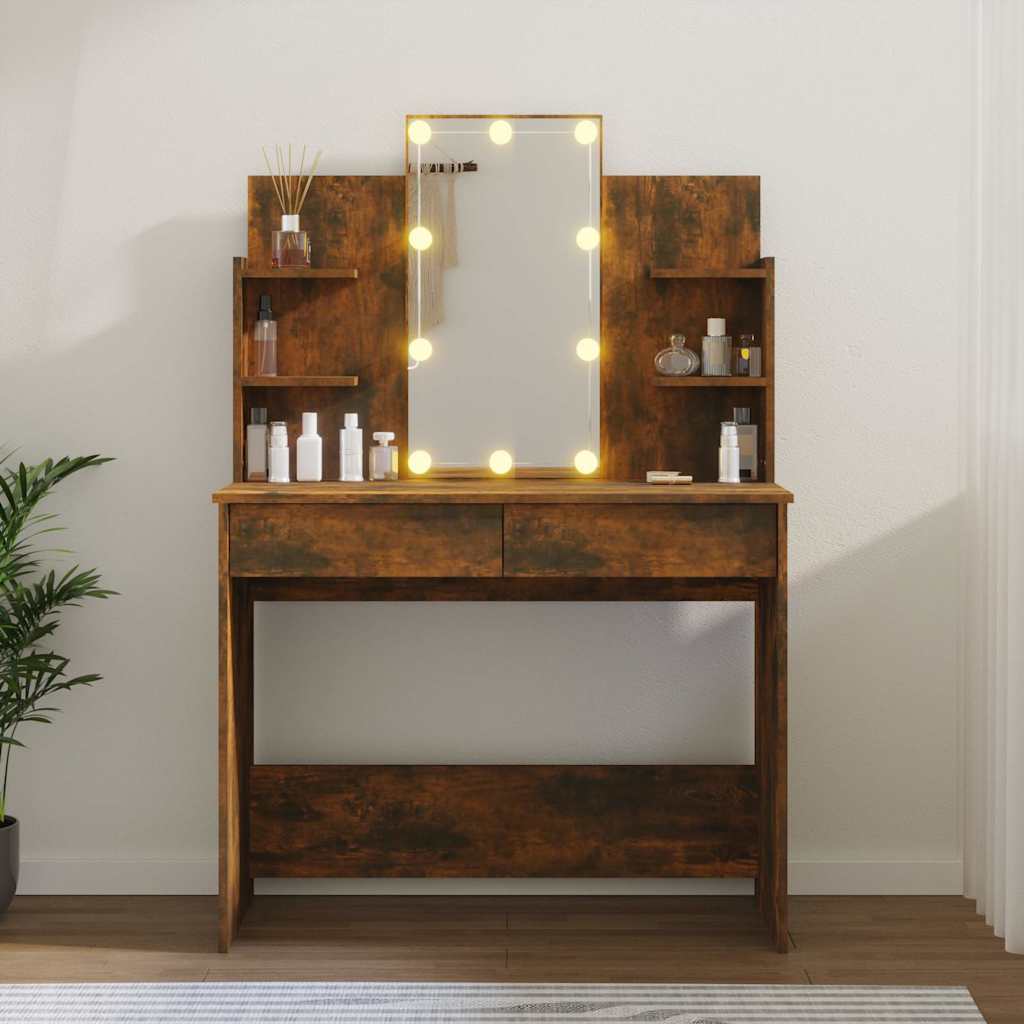8720287087670_g_en_hd_11 vidaXL Dressing Table with LED Smoked Oak 96x40x142 cm - Image 14