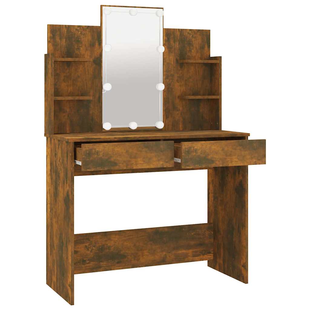 8720287087670_g_en_hd_2 vidaXL Dressing Table with LED Smoked Oak 96x40x142 cm - Image 5