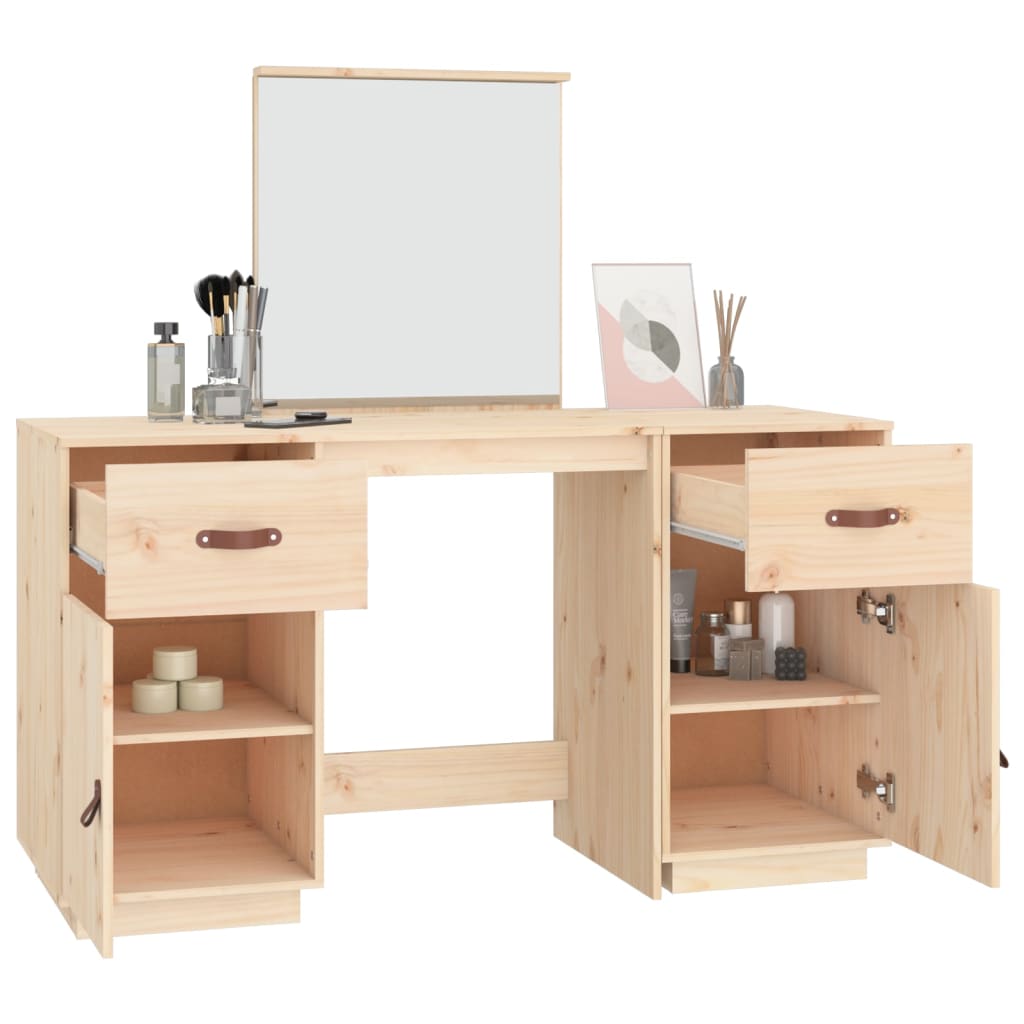 8720287088820_g_en_hd_3 vidaXL Dressing Table Set with a Mirror Solid Wood Pine - Image 6