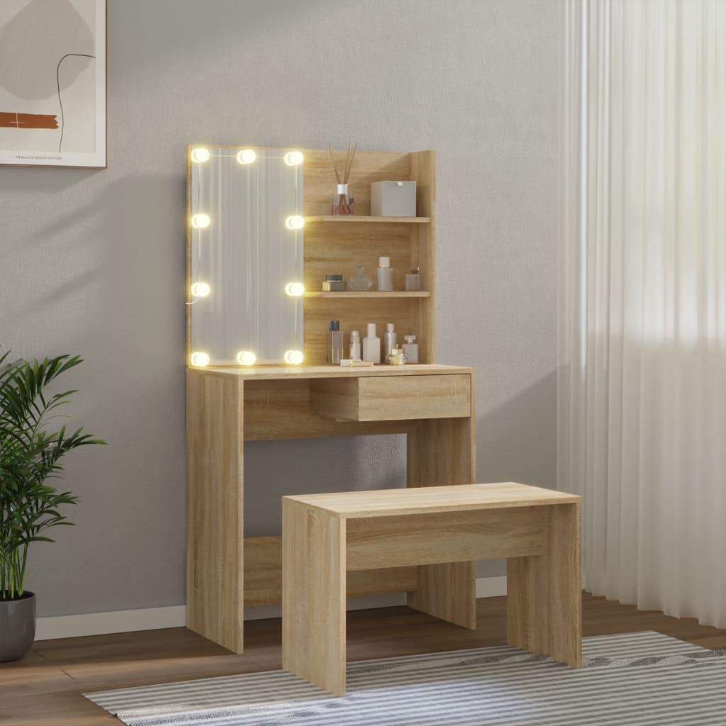8720287100515_g_en_hd_1 vidaXL Dressing Table Set with LED Sonoma Oak Engineered Wood - Image 4