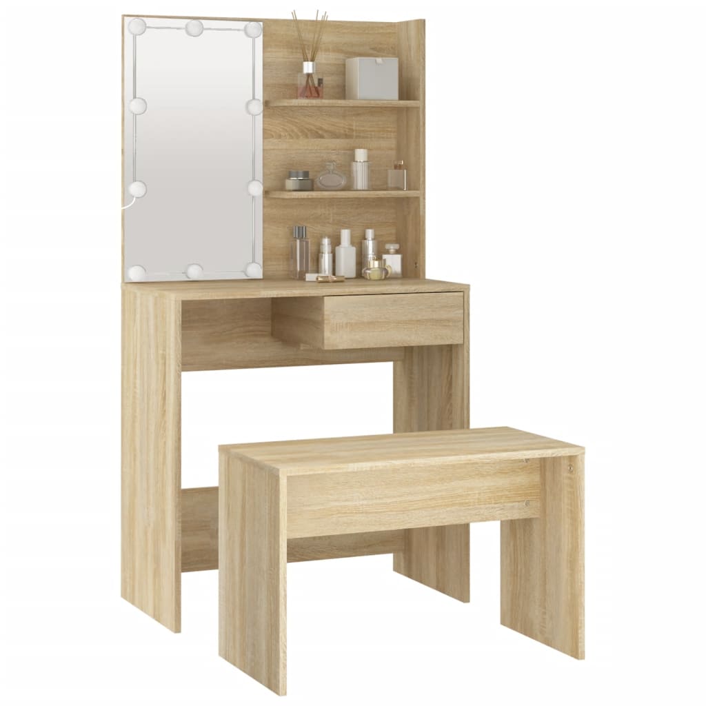 8720287100515_g_en_hd_3 vidaXL Dressing Table Set with LED Sonoma Oak Engineered Wood - Image 6