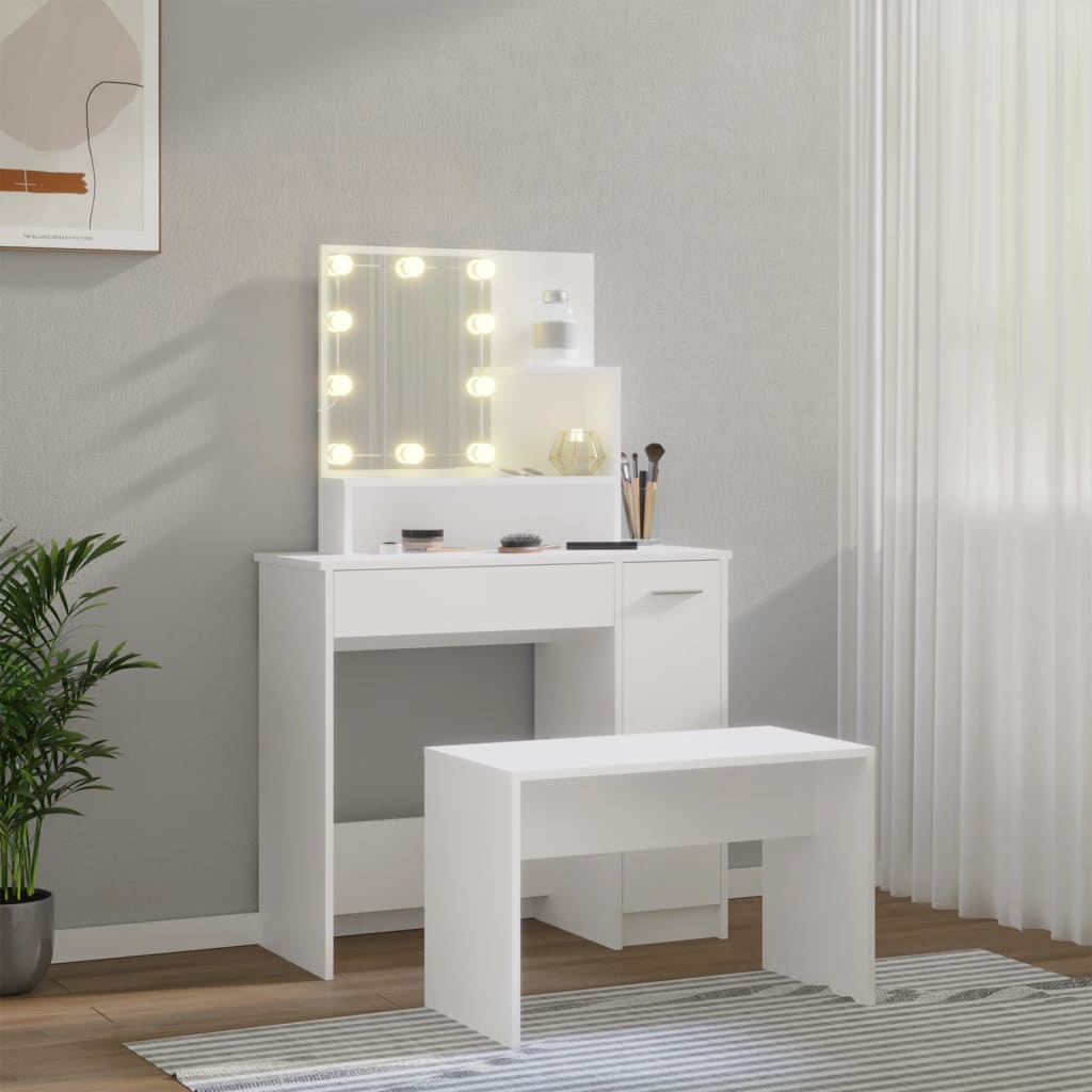 8720287100577_g_en_hd_1 vidaXL Dressing Table Set with LED White Engineered Wood - Image 4
