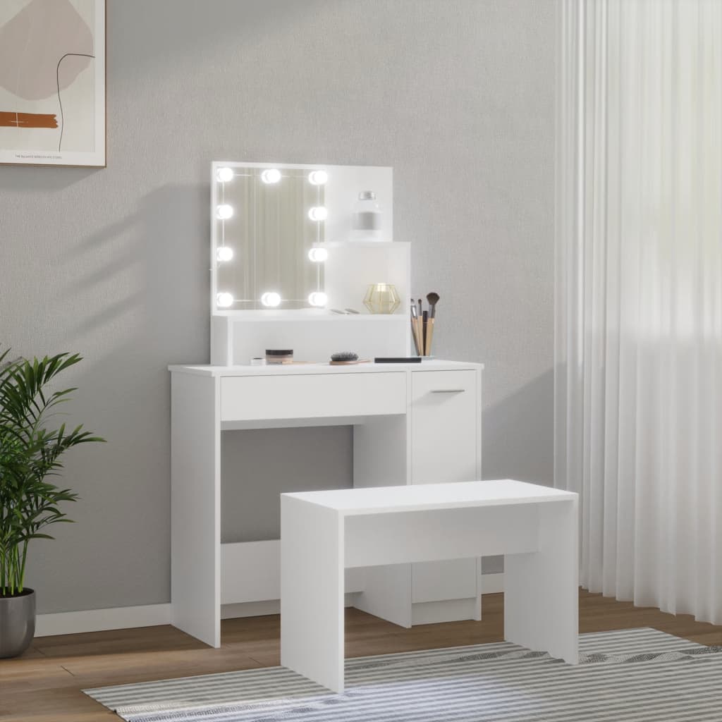 8720287100577_g_en_hd_2 vidaXL Dressing Table Set with LED White Engineered Wood - Image 5