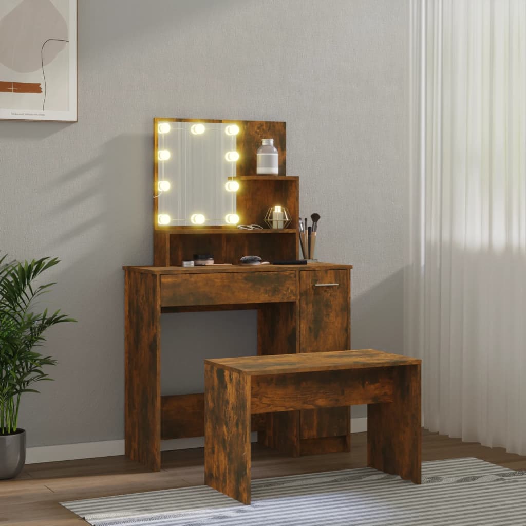 8720287100621_g_en_hd_1 vidaXL Dressing Table Set with LED Smoked Oak Engineered Wood - Image 4
