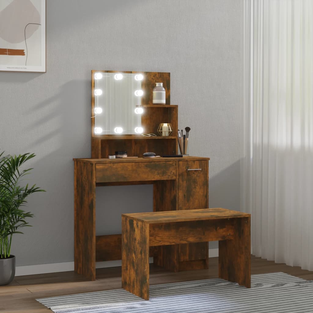 8720287100621_g_en_hd_2 vidaXL Dressing Table Set with LED Smoked Oak Engineered Wood - Image 5