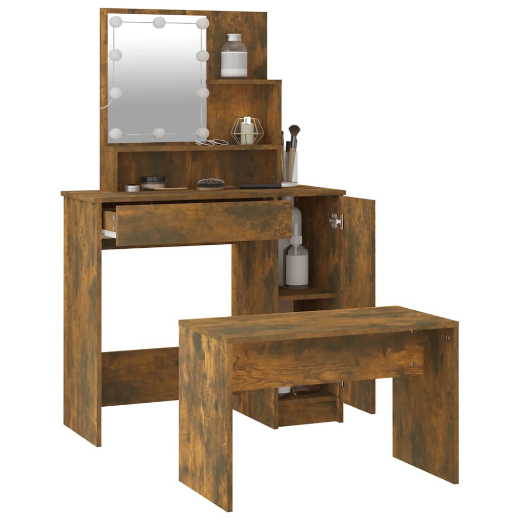 8720287100621_g_en_hd_3 vidaXL Dressing Table Set with LED Smoked Oak Engineered Wood - Image 6
