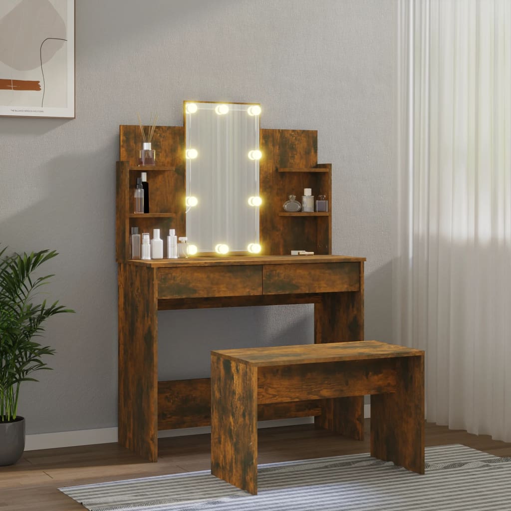 8720287100706_g_en_hd_1 vidaXL Dressing Table Set with LED Smoked Oak Engineered Wood - Image 4