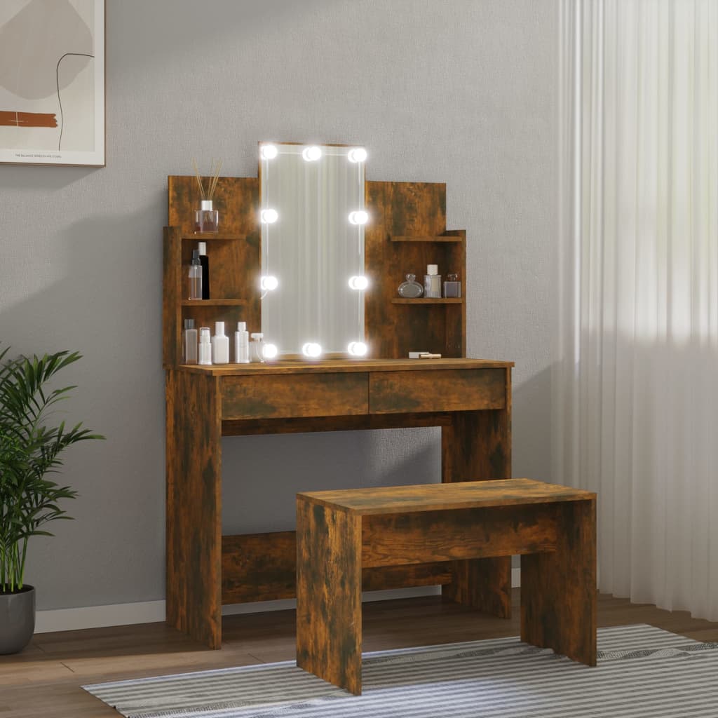 8720287100706_g_en_hd_2 vidaXL Dressing Table Set with LED Smoked Oak Engineered Wood - Image 5
