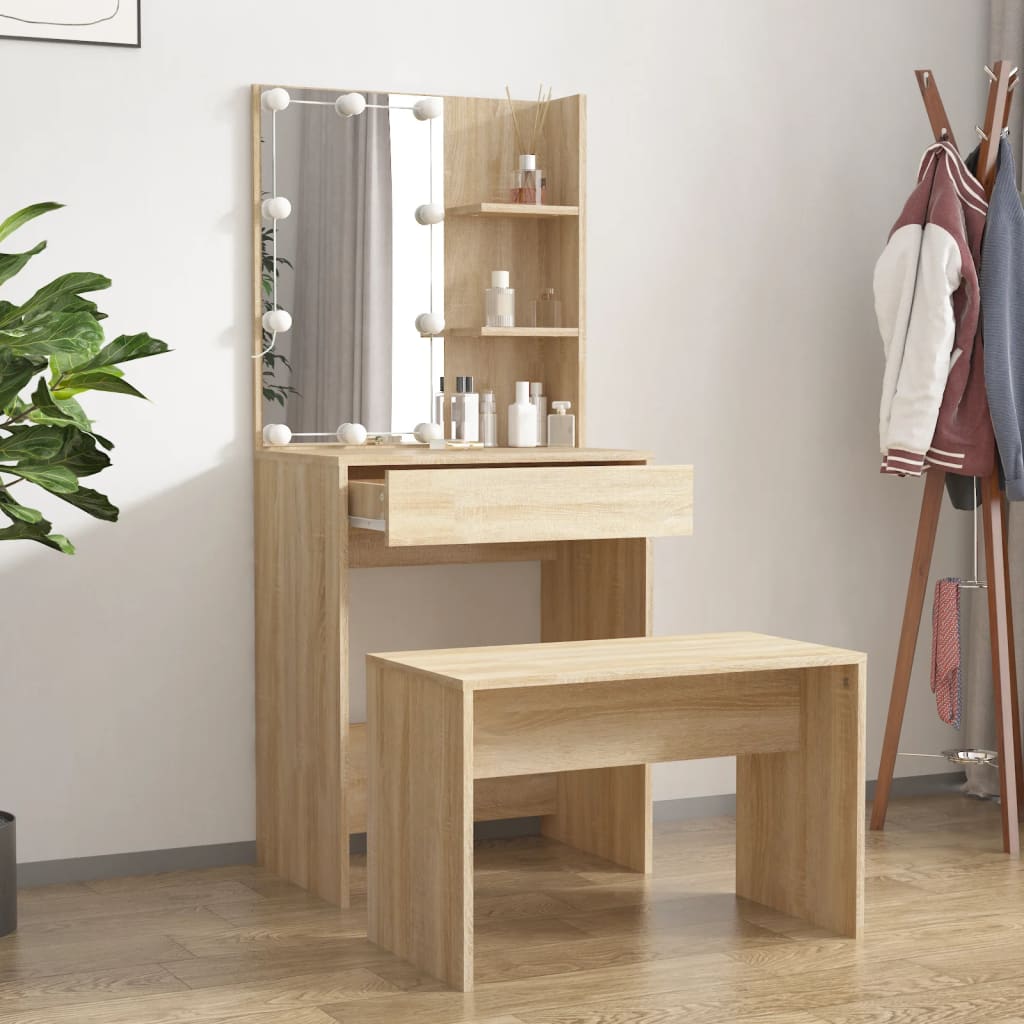 8720287100751_g_en_hd_1 vidaXL Dressing Table Set with LED Sonoma Oak Engineered Wood - Image 4