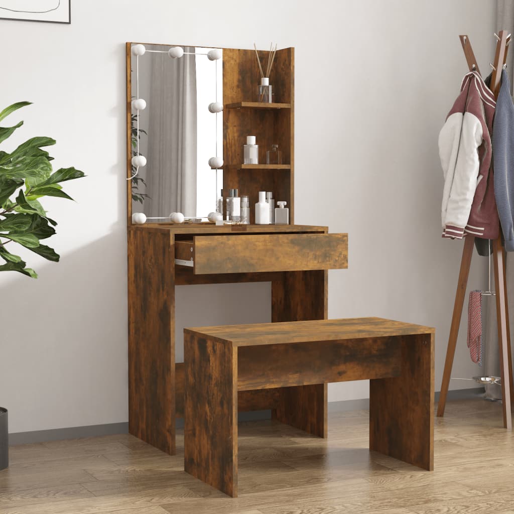 8720287100782_g_en_hd_1 vidaXL Dressing Table Set with LED Smoked Oak Engineered Wood - Image 4