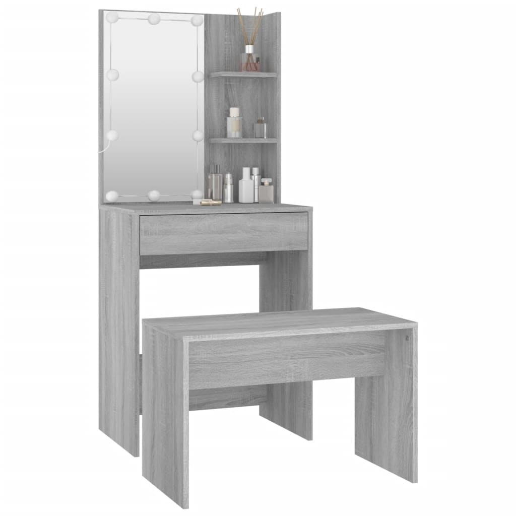8720287100799_g_en_hd_2 vidaXL Dressing Table Set with LED Grey Sonoma Engineered Wood - Image 5