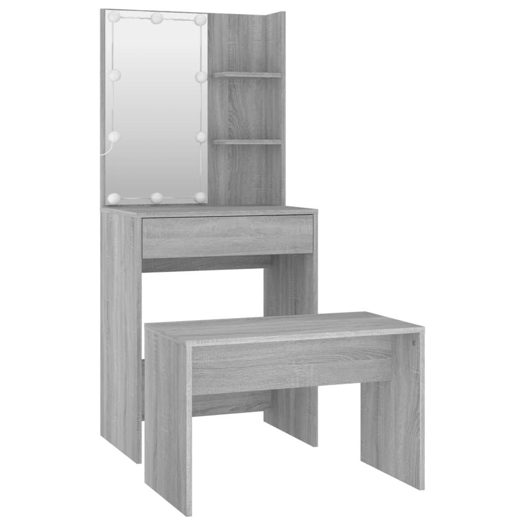 8720287100799_g_en_hd_3 vidaXL Dressing Table Set with LED Grey Sonoma Engineered Wood - Image 6
