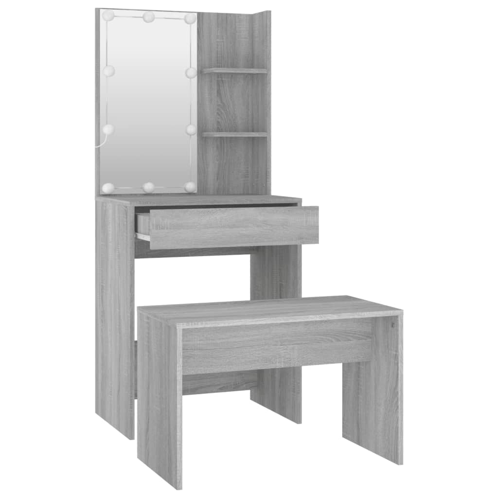 8720287100799_g_en_hd_4 vidaXL Dressing Table Set with LED Grey Sonoma Engineered Wood - Image 7
