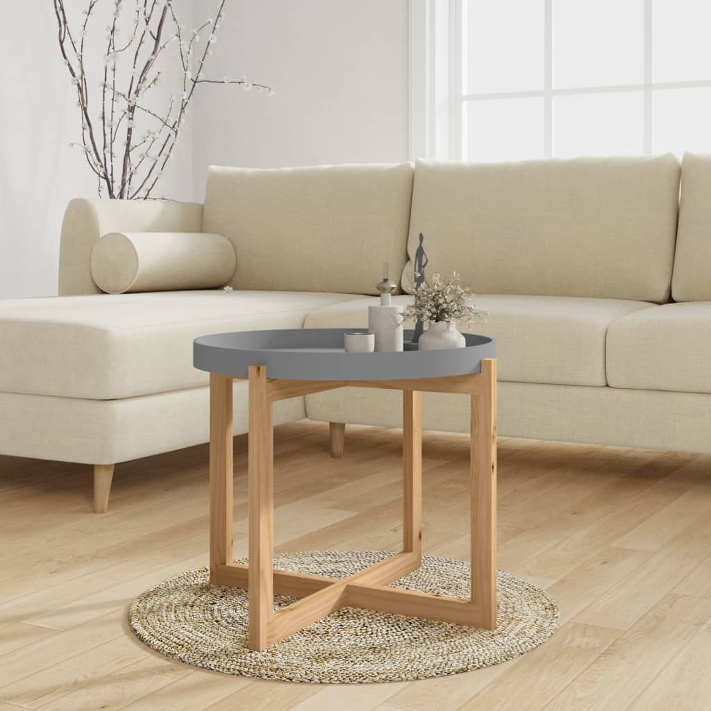 vidaXL Coffee Table Grey 53x53x43.5cm Engineered Wood&Solid Wood Pine