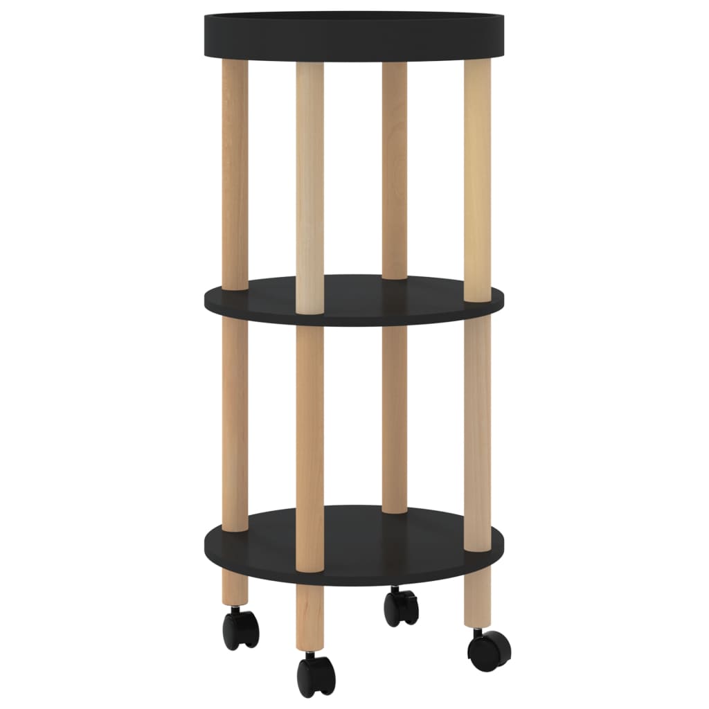 8720287102243_a_en_hd_1 vidaXL 3-tier Trolley Black 38x38x82cm Engineered Wood&Solid Wood Pine - Image 2