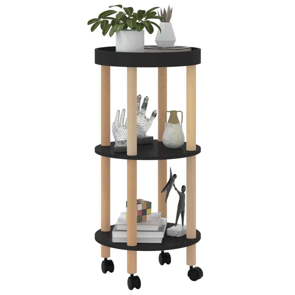 8720287102243_g_en_hd_1 vidaXL 3-tier Trolley Black 38x38x82cm Engineered Wood&Solid Wood Pine - Image 3