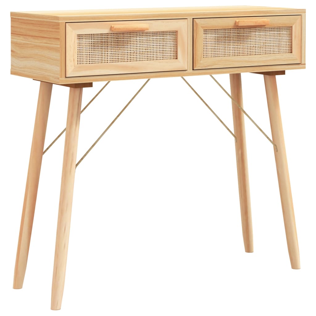 8720287102496_a_en_hd_1 vidaXL Console Table Brown 80x30x75 cm Solid Wood Pine&Natural Rattan - Image 2